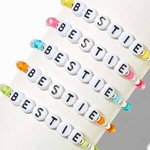 Claire's Bestie Beaded Bracelet Set - Pink, Blue, Yellow, Orange